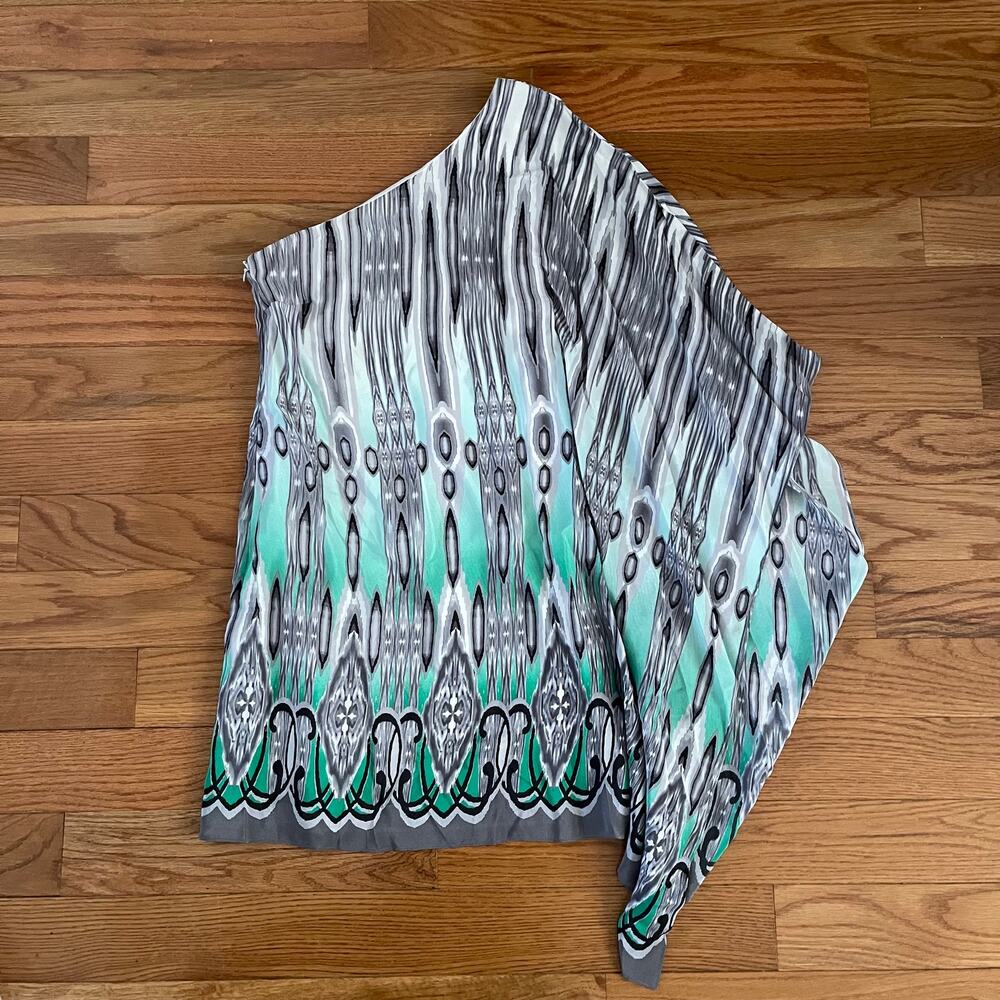 Jay Godfrey Silk One Shoulder Mini Dress Womens 0 Multicolor Print Cocktail